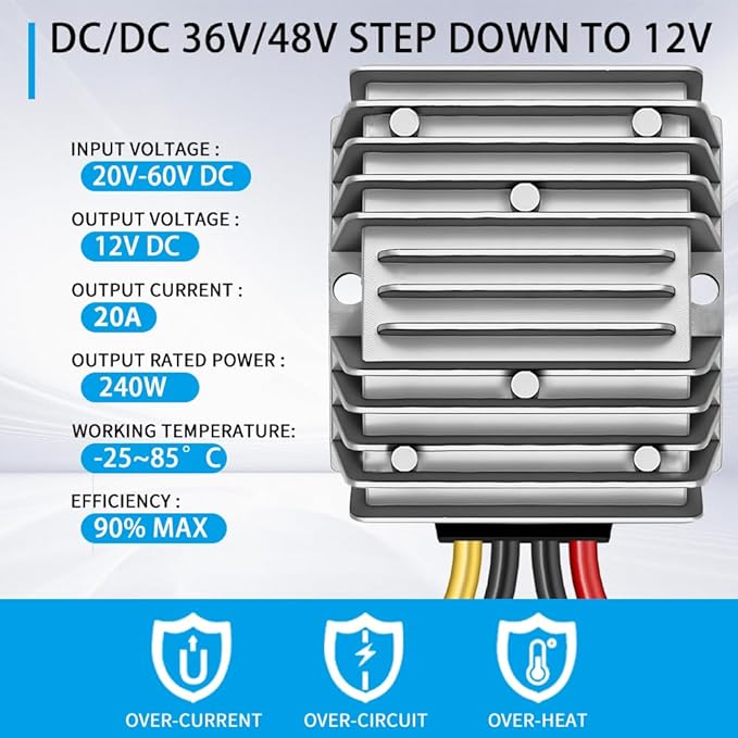 DC 36V/48V Step Down to 12V 20A 240W DC Converter Regulator Voltage Regulator - Image 5