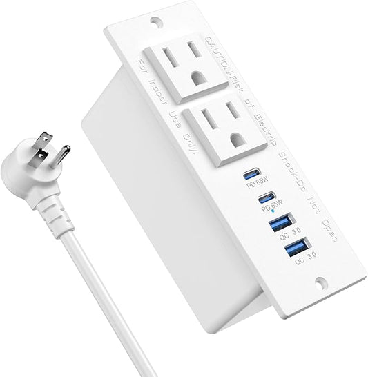 Recessed Power Strip Fast Charging Station 2 PD 65W USB C, Flush Mount by Jgstkcity