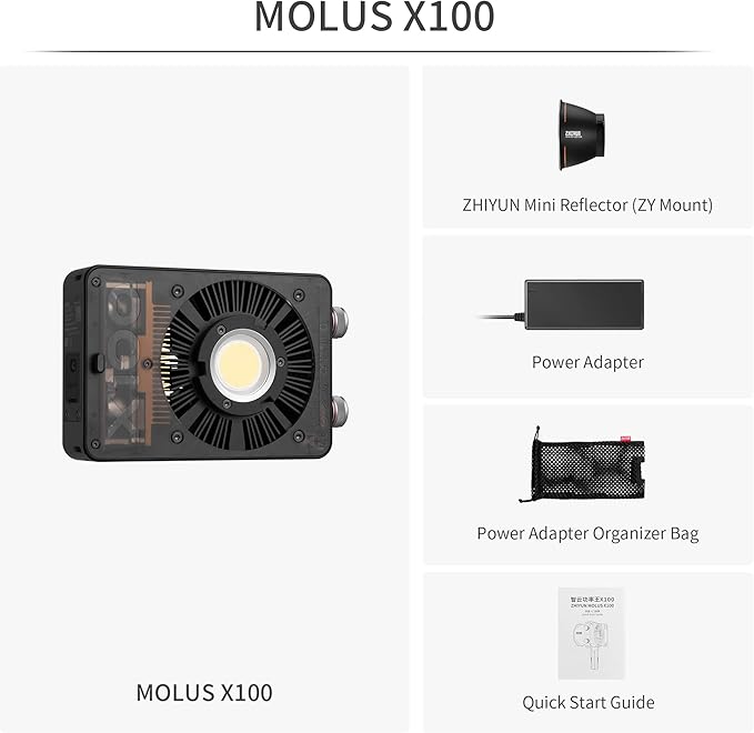 ZHIYUN MOLUS X100 Bi-Color Standard 100W Video Light V2 Upgraded Version - Image 2