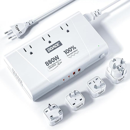 DOACE 800W Pure Sine Wave Voltage Converter US to Europe - 220V to 110V by DOACE