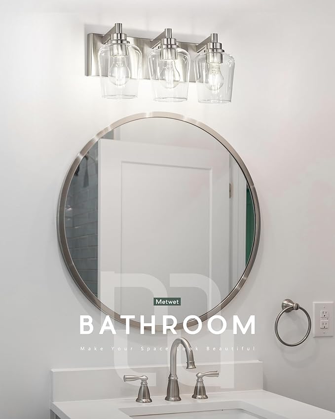 METWET Bathroom Light Fixtures, 3-Light Modern Vanity Light - Image 3