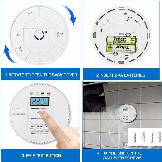 Carbon Monoxide Detector, VzmcovCO Monitor Powered by AA Battery, - Image 3