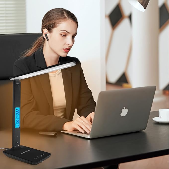 snsok Desk Light with Wireless Charger, USB Charging Port, Dimmable Office Desk - Image 6