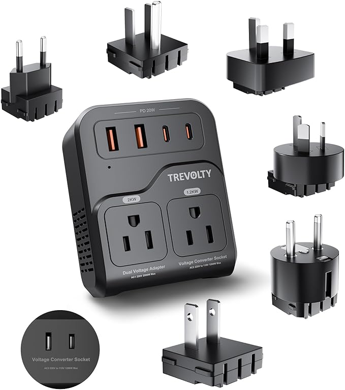 TREVOLTY 2000W Voltage Converter US to Europe, 220V to 110V Converter by VoltageConverter