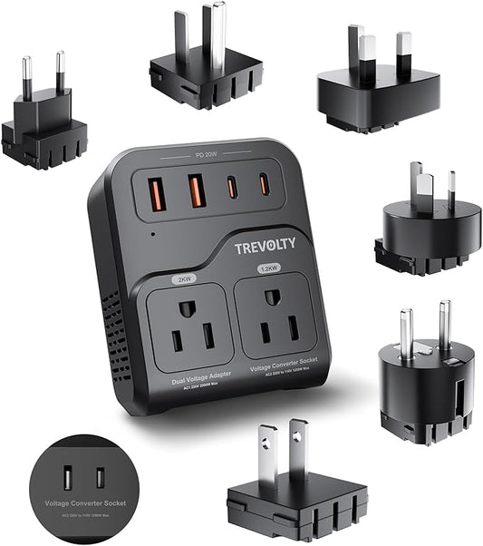 TREVOLTY 2000W Voltage Converter US to Europe, 220V to 110V Converter by VoltageConverter