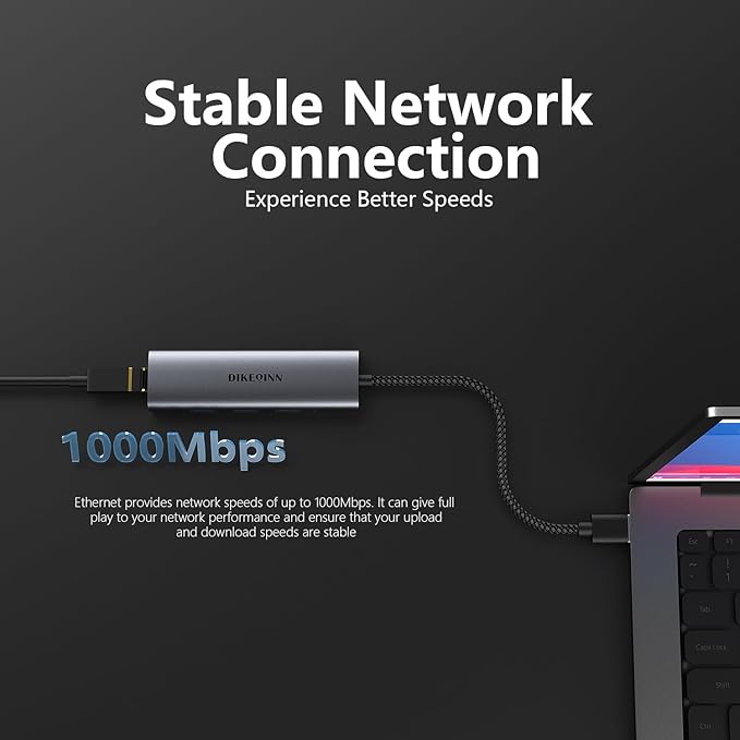 DIKEQINN 5-in-1 USB Hub with Gigabit Ethernet Ports and 3 USB 3.0 Ports - Image 3