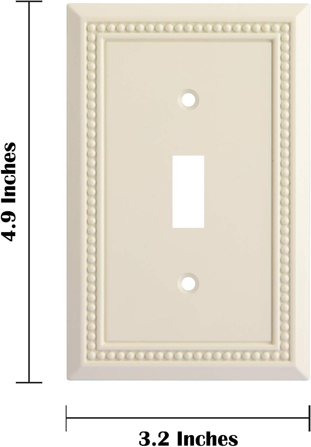Sunken Pearls Heavy Duty Decorative Wall Plate Switch Plate Outlet Cover, Durable Solid Zinc Alloy (Single Toggle 2PK, Light Almond)
