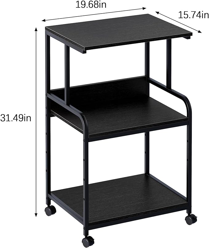 Arbuxzuy Printer Stand with Storage Shelf, 3 Tier Printer Cart with Wheels - Image 3