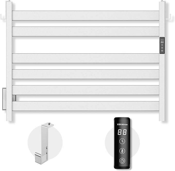 K&KALONZO Towel Warmer for Bathroom, Wall-Mounted 6-Bar Heated Towel Rack by KKALONZO