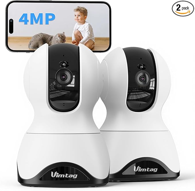 VIMTAG 2.5K Indoor Cameras for Home Security, 360° Pan/Tilt Pet Camera by Vimtag