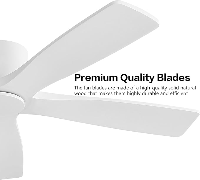 WINGBO 54" Flush Mount DC Ceiling Fans Without Lights, 5 Carved Solid Wood - Image 6