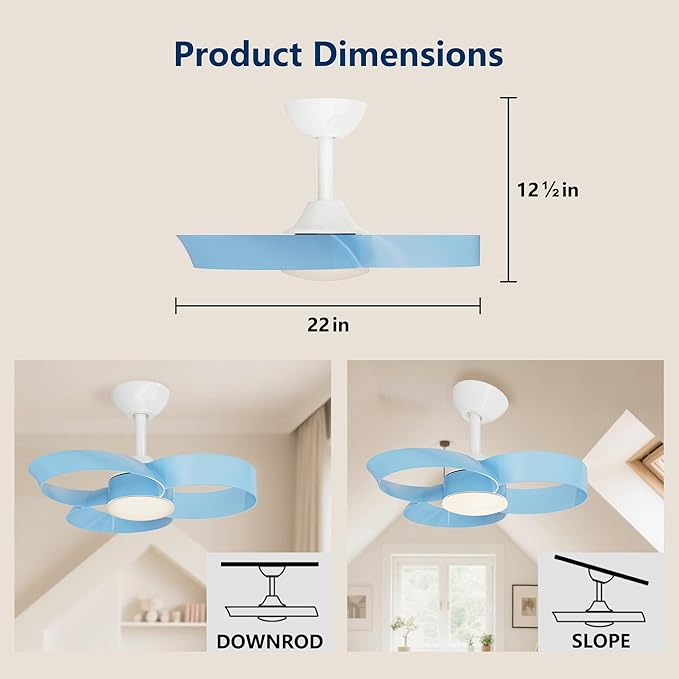 FANX 22 Inch Ceiling Fan with Light and Remote, Quiet DC Motor, Dimmable LED - Image 8
