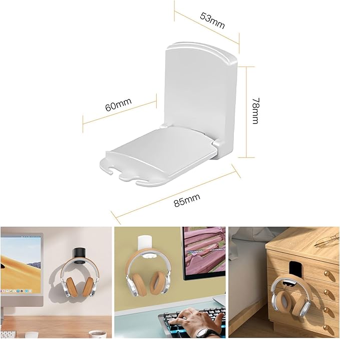 SIROLISA 2-Pack Headphone Stand, Sticky Adhesive Headset Hanger - Image 2