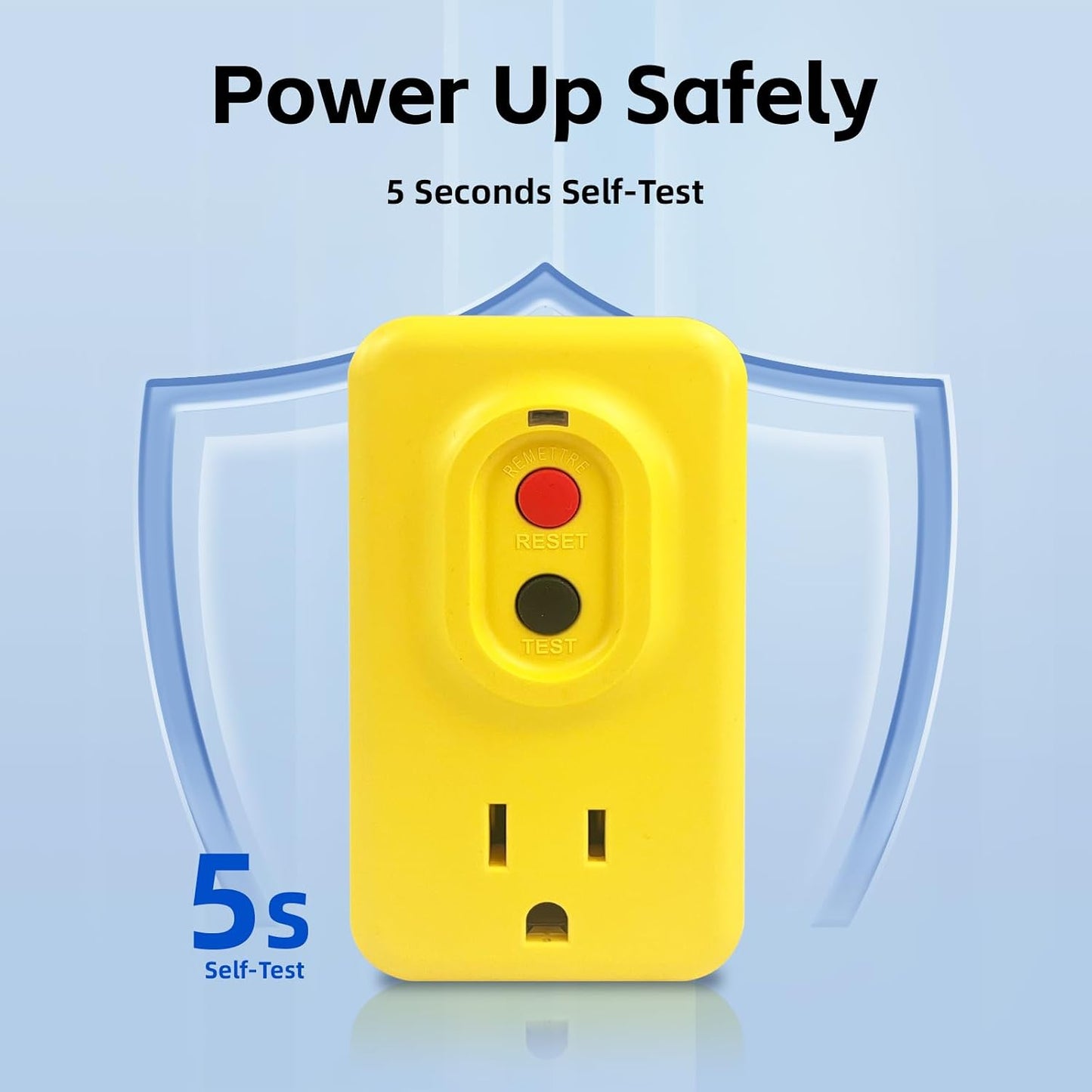 EP GFCI Adapter, 15 AMP Grounded 3-Prong Single Outlet for Indoor Use with Manual Reset, UL Listed, Yellow, 1 Pack