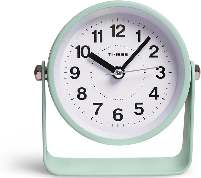 TIMESS Analog Alarm Clock, Silent Non-Ticking Quartz Movement, Battery-Operated - Image 2