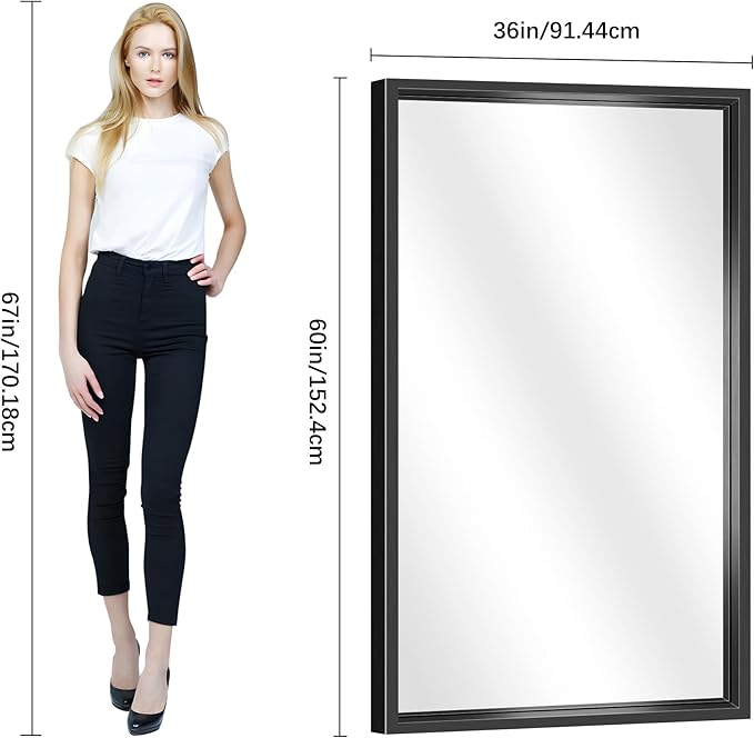 Large Bathroom Mirror, 60 x 36 Inch Rectangular Wall Mirror 0.6" Thickened Deep - Image 8