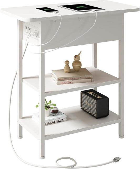 LIDYUK End Table with Charging Station, Flip Top Side Table with USB Ports and by LIDYUK