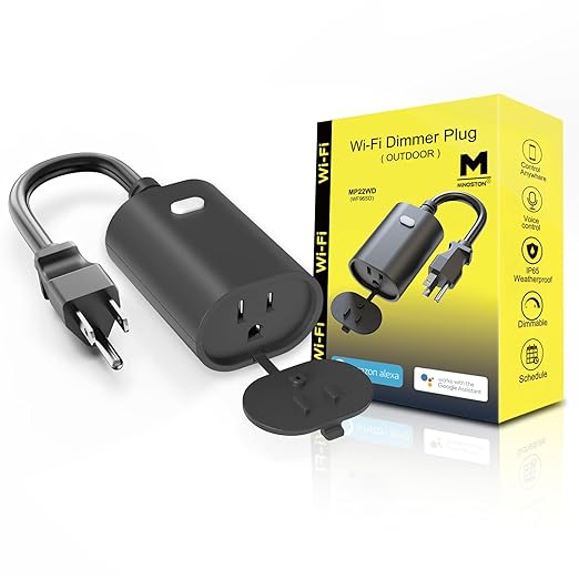 WiFi Dimmer Plug Outdoor Smart Outlet Compatible by Minoston