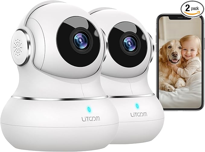 litokam 360 Cameras for Home Security 2K, 2 Pack Indoor Security Camera for by litokam