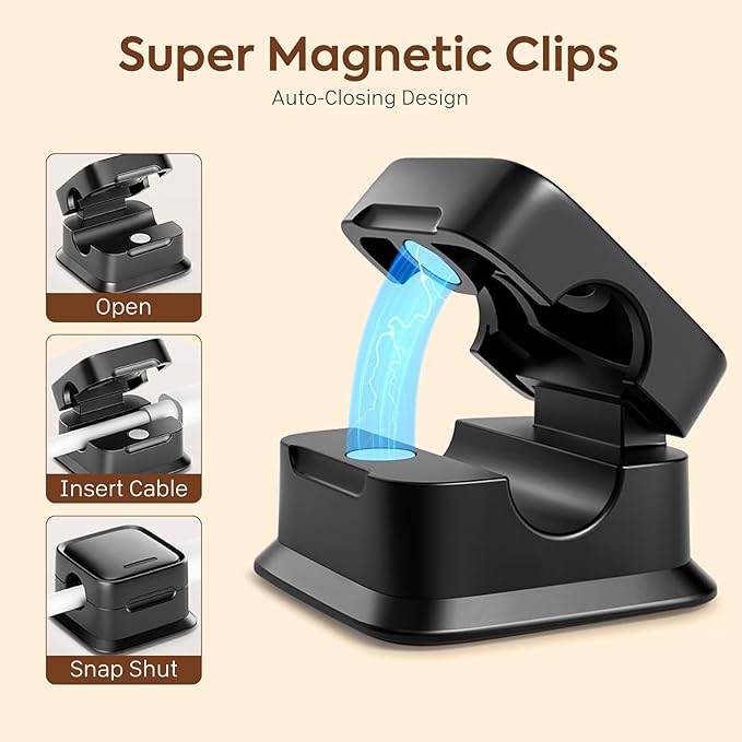 Cord Organizer Holder, 6 Pack Magnetic Desk Cable Clips Management, Hide Phone - Image 3