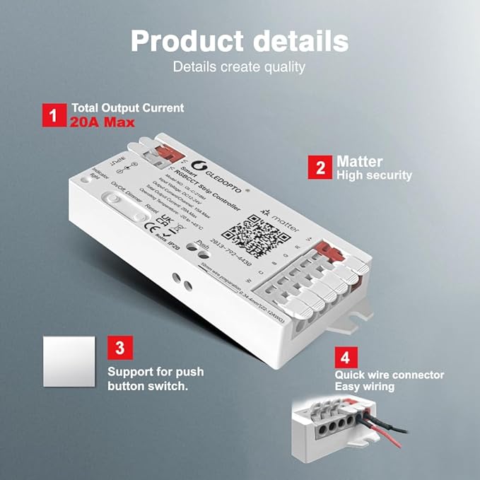 GLEDOPTO Matter RGBCCT LED Controller 20A Current Max - Image 2