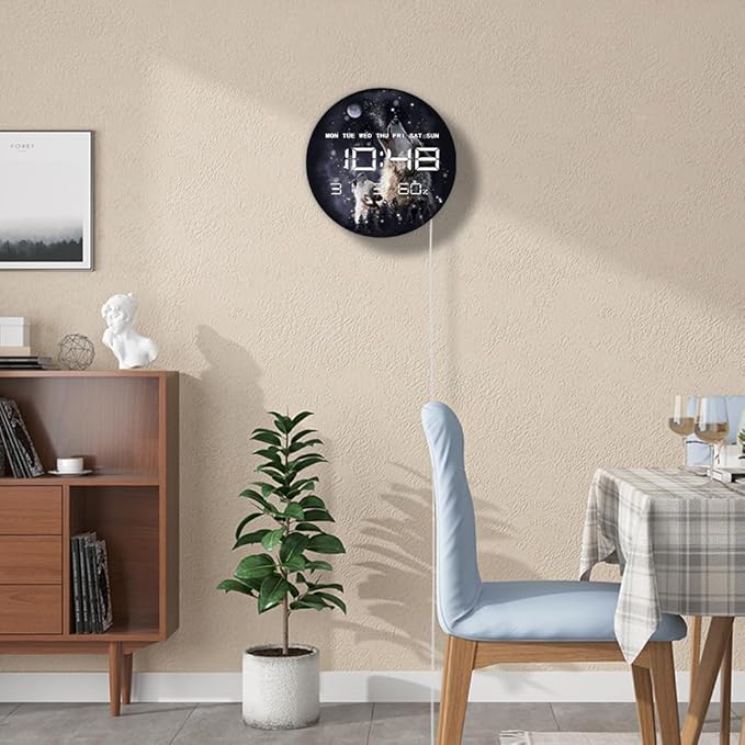 Timethink 12'' Full Moon Howling Wolves Digital Wall Clock Large Display - Image 7