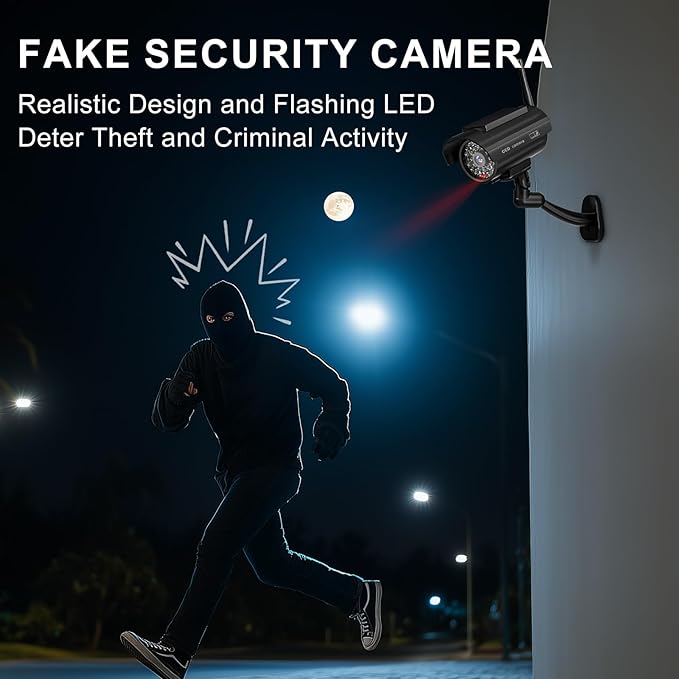 WALI Dummy Fake Camera, Solar Powered Fake Security Camera - Image 2