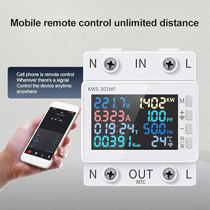 LCD Digital Energy Meter, Single Phase Energy Meter, Din Rail Electricity Usage - Image 5