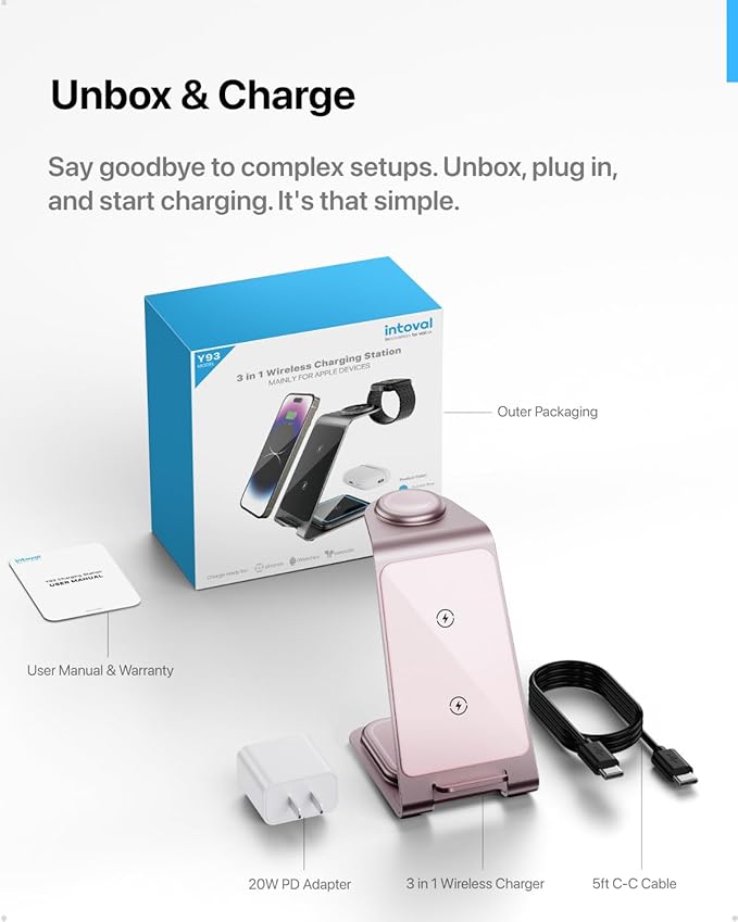 Intoval Aluminum 3 in 1 Wireless Charging Station - Image 9
