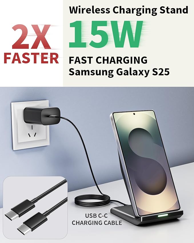 Wireless Charger Stand, 15W Fast Phone Wireless Charging Stand Station - Image 2