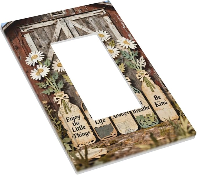 Bvtewkhz Rustic Daisy Barn Door Flowers 1 Gang Single Rocker Decorative Light - Image 3