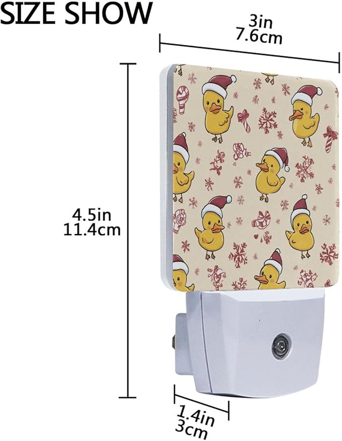 Pigsaly Led Night Light Cute Cartoon Yellow Ducks Santa Hats Snowflake Night - Image 3