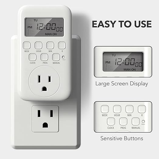 BN-LINK Indoor Digital Timer Outlet, Single Outlet 7 Day Programmable Light - Image 2