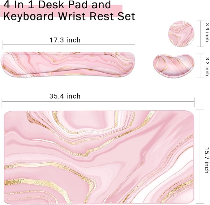 Keyboard Mouse Pad Set, Extended Mouse Pad+Keyboard Wrist Rest Support - Image 3