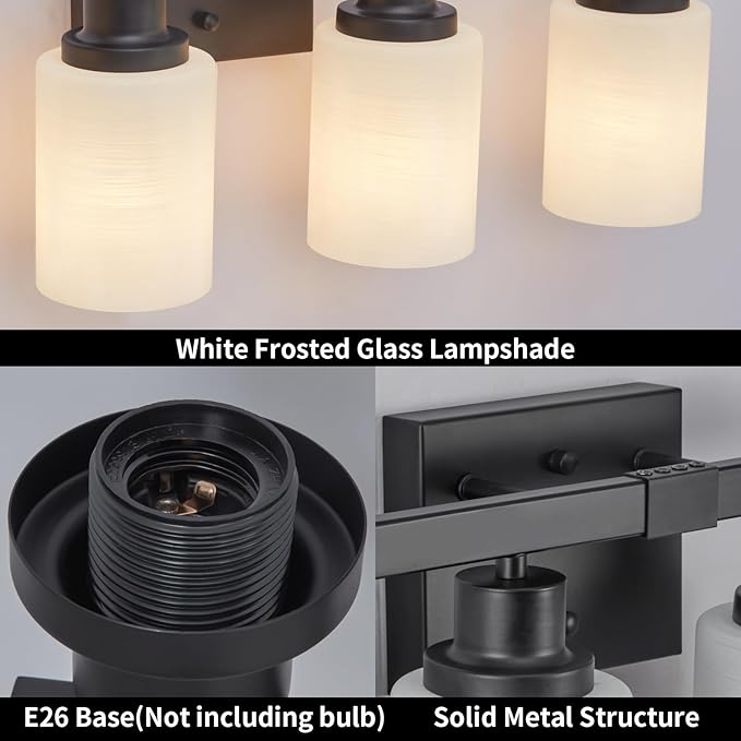 DIKAIDA 6-Light Black Vanity Lights, Matte Bathroom Lighting Fixtures - Image 4