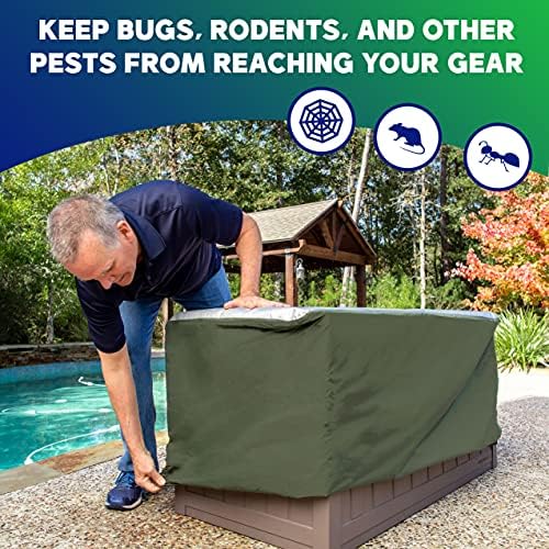 yardstash deck box cover - heavy duty, waterproof showing dimensions