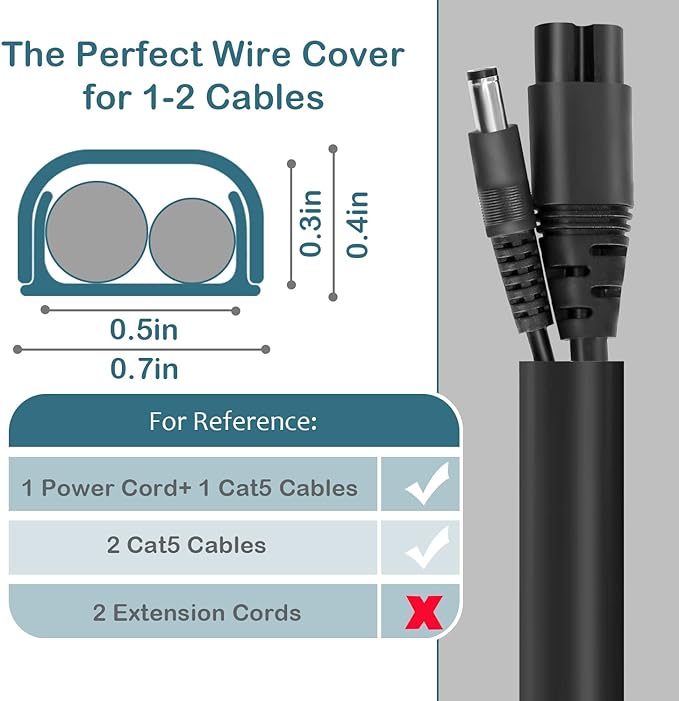 ZhiYo Wire Covers for 2 Cords, Cord Hider on Wall Mounted, 68in Cord Cover Kit - Image 2