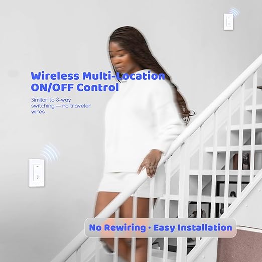 Wireless Light Switch and Receiver Kit, Self-Powered, No WiFi Needed, Remote - Image 3