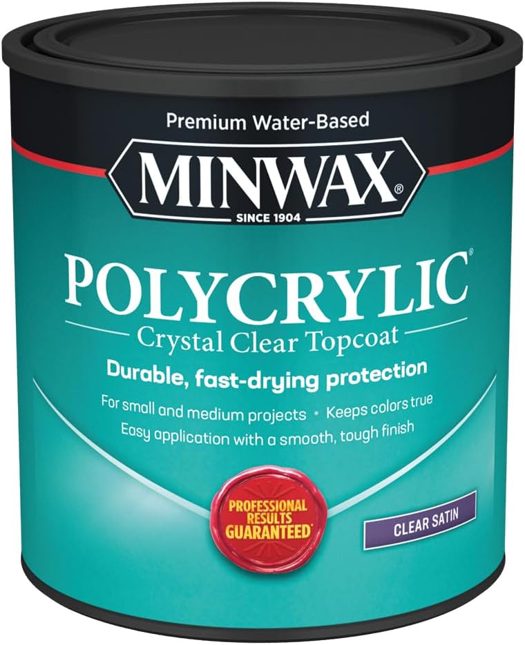 Minwax 63333444 Polycrylic Protective Finish, Satin, Clear, 1 Quart