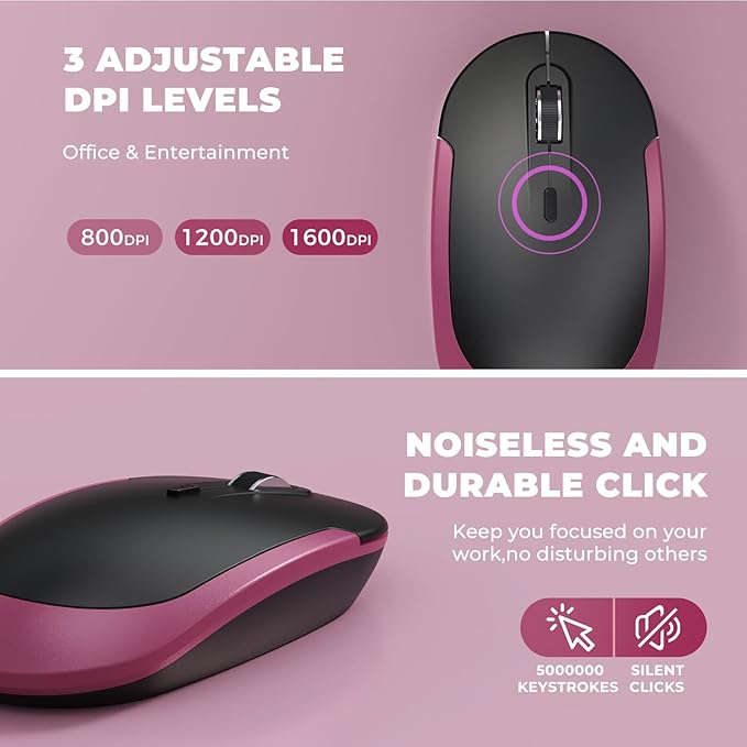 Rechargeable Wireless Keyboard and Mouse Combo, Vssoplor 2.4GHz Ultra Quiet & - Image 7