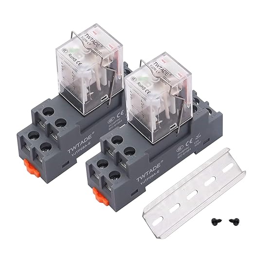 TWTADE/2PCS DC 12V Relay 10A Electromagnetic Power Coil Relay 8 Pins DPDT 2NO by TWTADE