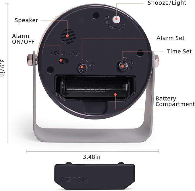 Analog Alarm Clock, Silent Non-Ticking Quartz Movement, Battery-Operated - Image 3