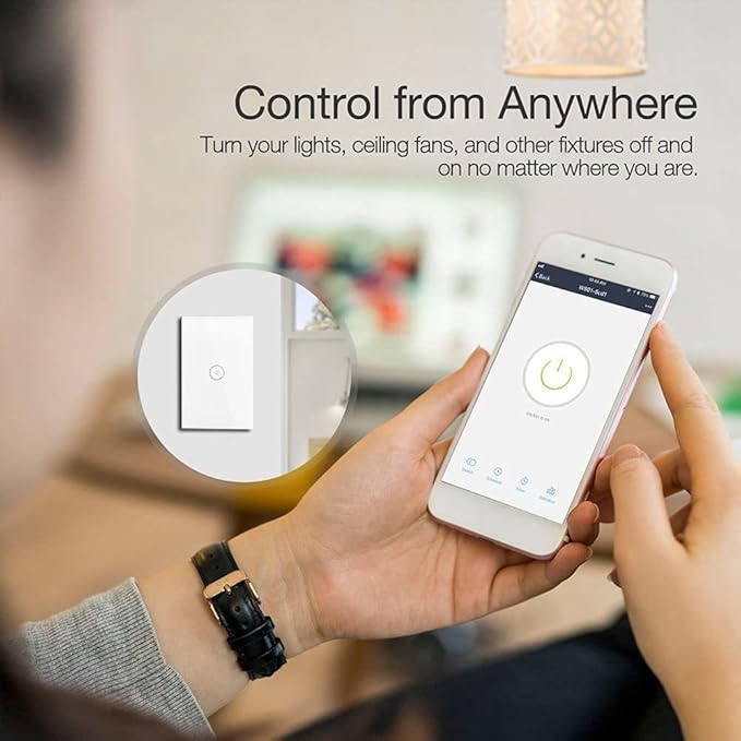 WiFi Smart Wall Light Switch Glass Touch Panel Wireless Remote Control by - Image 4