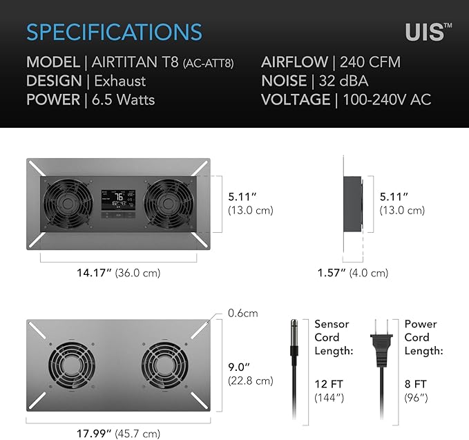 AC Infinity AIRTITAN T8, Crawlspace Basement Ventilator Fan, - Image 7