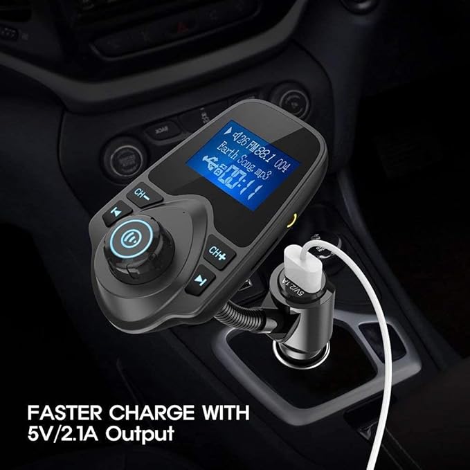 Nulaxy Bluetooth Car FM Transmitter Audio Adapter Receiver Wireless Handsfree - Image 6