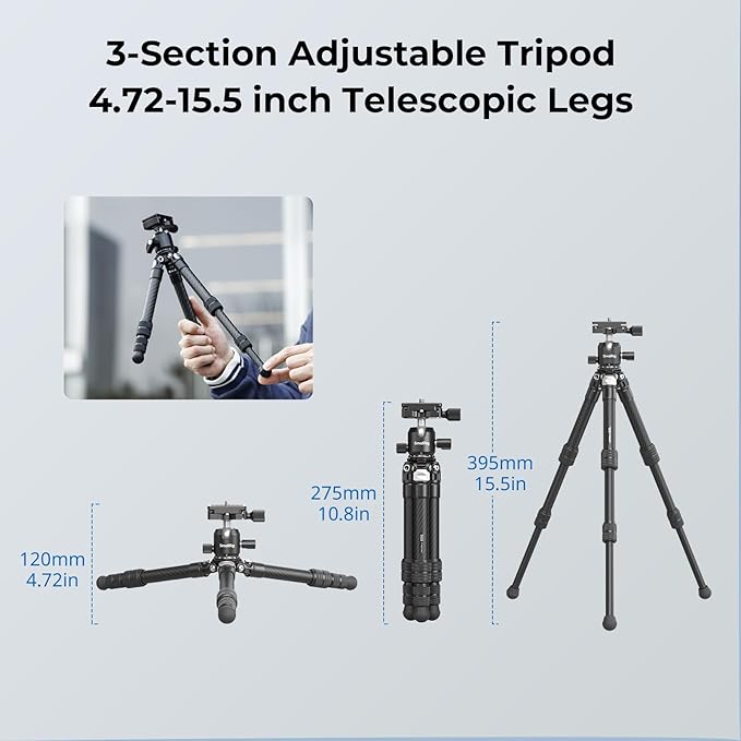 SmallRig Carbon Fiber Mini Desktop Tripod, 15.5'' / 39.5cm Compact Pocket - Image 4