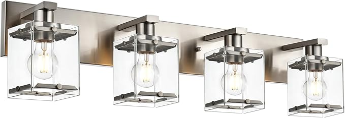 WINSHEN 4-Lights Bathroom Vanity Light Fixtures in Brushed Nickel, E26 Socket by WINSHENLighting