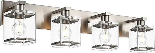 WINSHEN 4-Lights Bathroom Vanity Light Fixtures in Brushed Nickel, E26 Socket by WINSHENLighting
