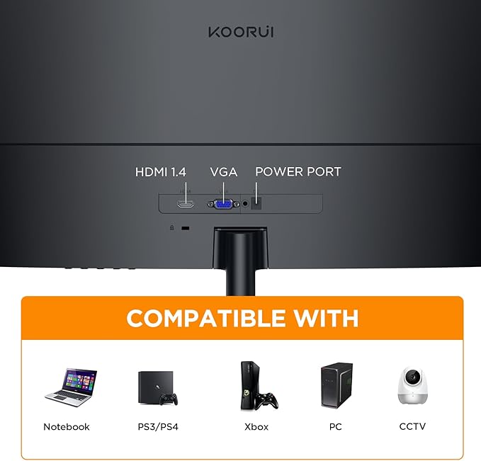 KOORUI 24 inch Curved Monitor, Full HD 1080P Curved Computer Monitor, 100Hz - Image 5
