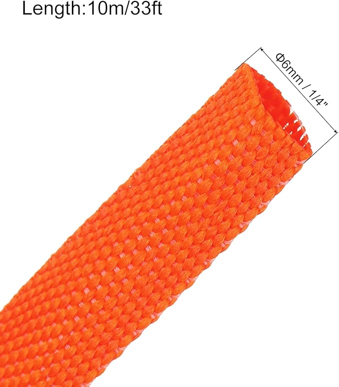 MECCANIXITY Braided Cable Sleeves Heat Shrinkable Fabric Sleeving, 1/4" 33ft - Image 2